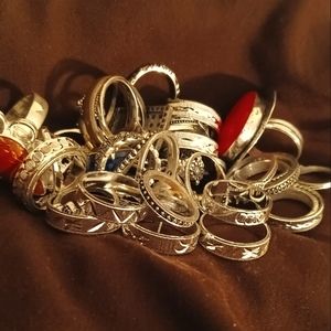 Ring Lot Different Sizes Some Sterling